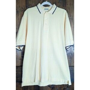 Cutter & Buck Yellow Polo Shirt Mens Large Tipped Collar Bank One Embroidery